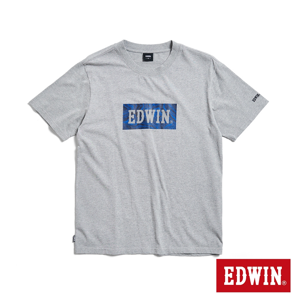 EDWIN 數位煙霧BOX LOGO短袖T恤-男-灰色