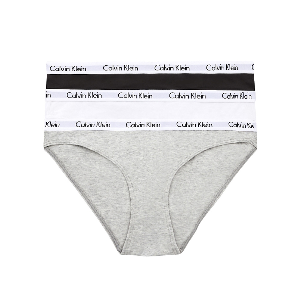 Calvin Klein Cotton Stretch 經典基本款女內褲 棉質三角褲 CK內褲-黑、灰、白 三入組