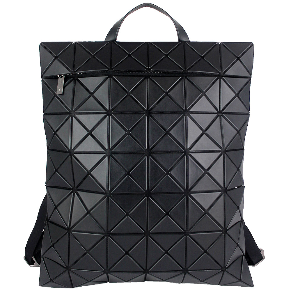 ISSEY MIYAKE 三宅一生BAOBAO皮質方格6x7拉鍊後背包(黑)