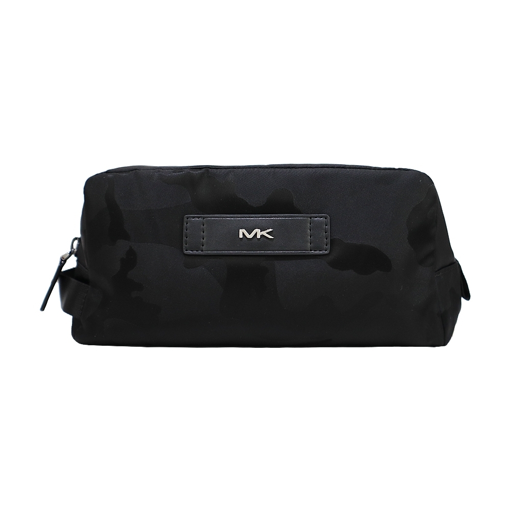 MK MICHAEL KORS KENT ACCESSORIES皮標LOGO迷彩萬用包-黑