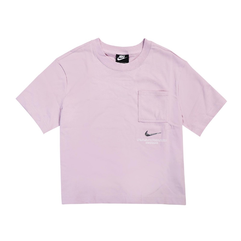 Nike T恤 NSW Tee 短版 運動休閒 女款 基本款 口袋 短袖上衣 圓領 紫 銀 CZ8912576