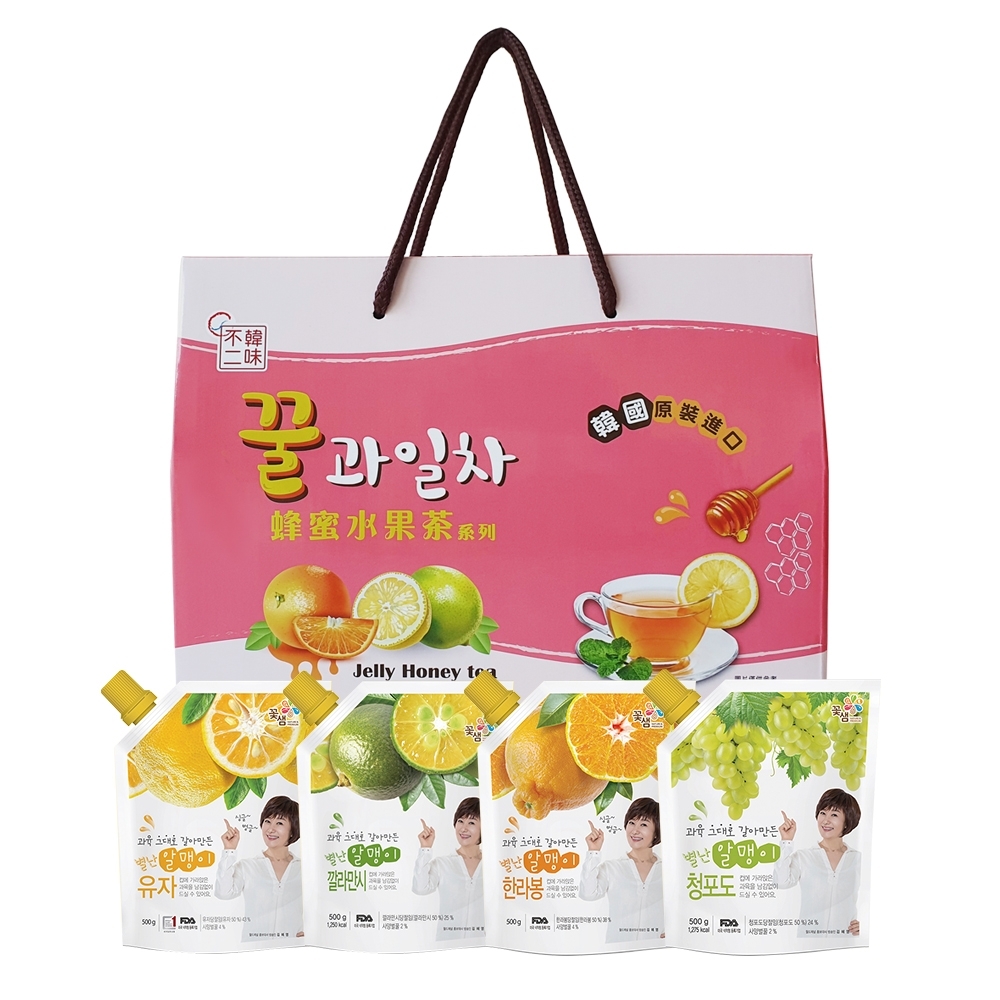 【韓味不二】韓國傳統蜂蜜茶綜合禮盒(袋裝500gx4入)