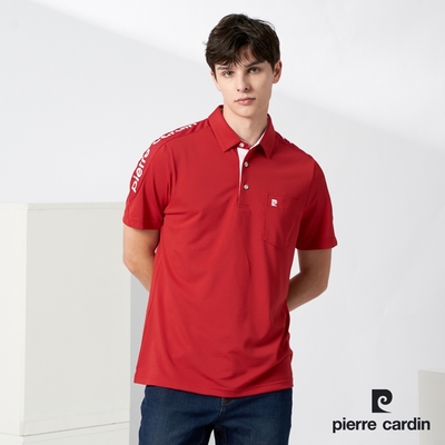 Pierre Cardin皮爾卡登 男款 吸濕排汗肩剪接配色短袖polo衫-紅色 (3227201-78)