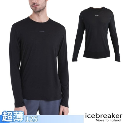 【Icebreaker】男 美麗諾羊毛 ZoneKnit Cool-Lite Energy Wind 網眼圓領長袖上衣-125.T恤_IB0A56W8-001 黑