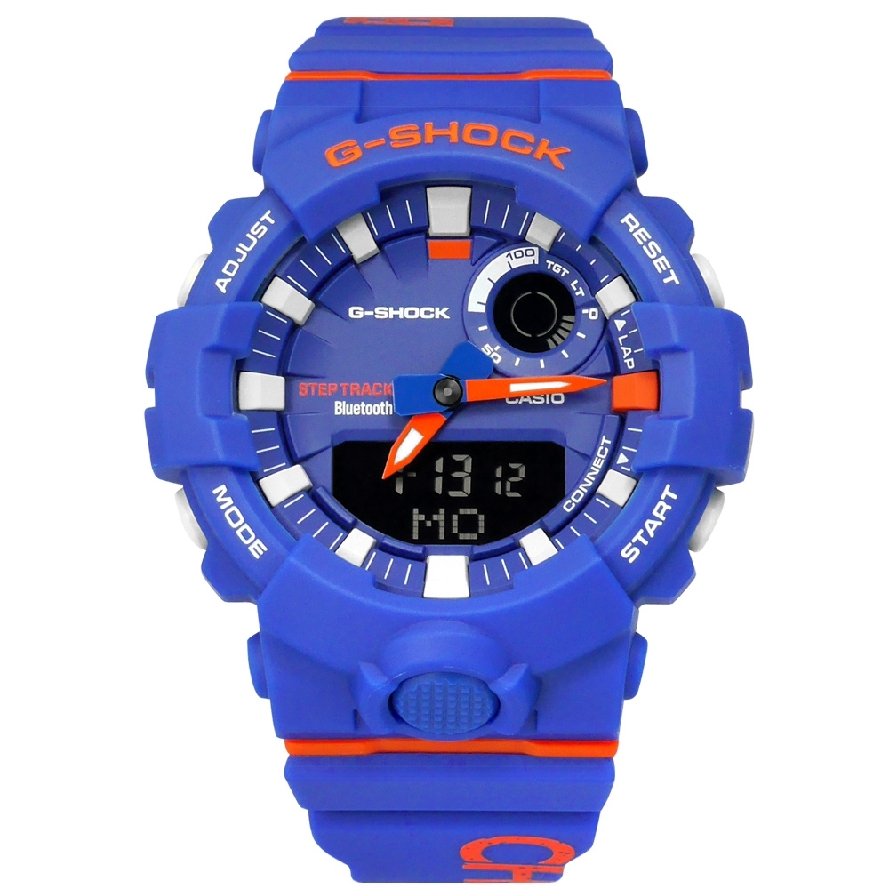 G-SHOCK CASIO / 雙顯撞色設計手錶-藍橘色 / GBA-800DG-2A / 46mm