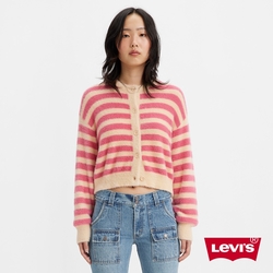 Levis 女款 開襟外套 / 毛澎罩衫 / 泰迪毛 粉紅條紋