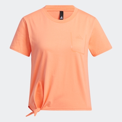 ADIDAS 上衣 運動 健身 慢跑 短袖上衣 女款 橘 GP0603 TECH TEE KNOT