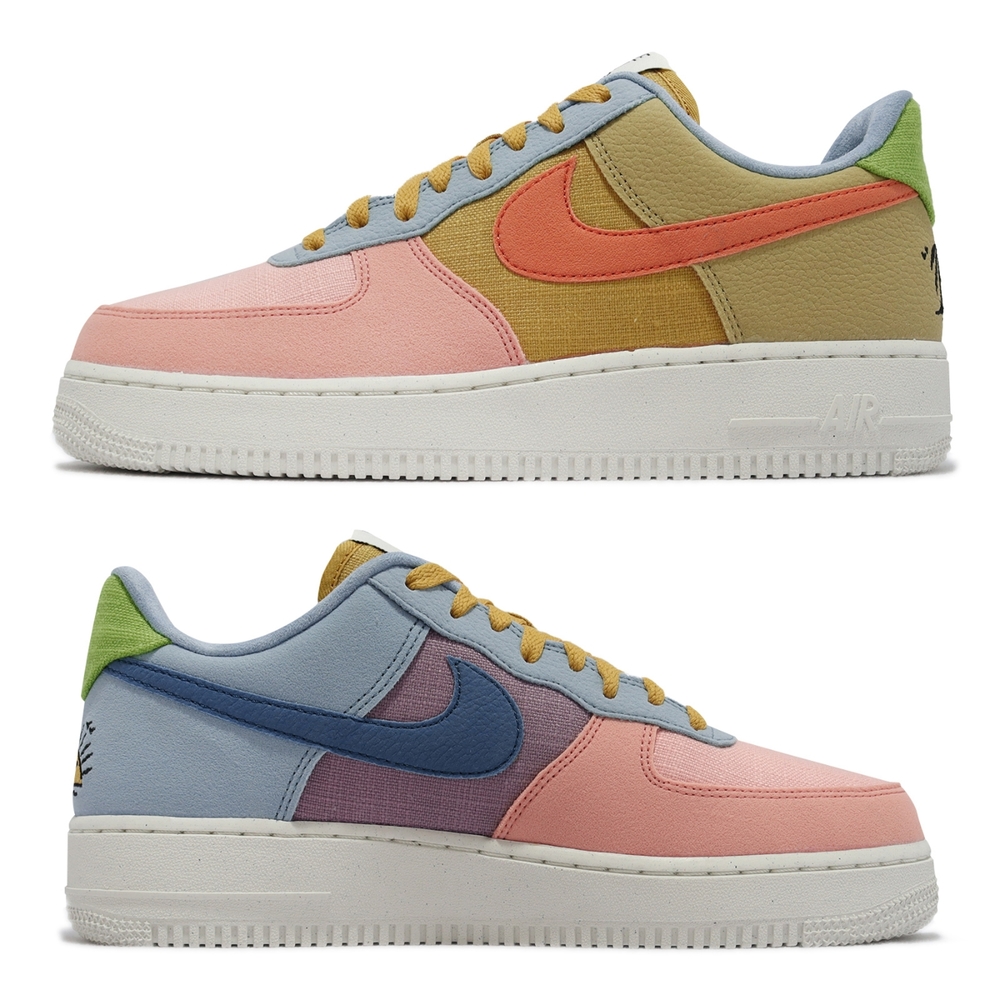 Nike 休閒鞋Air Force 1 07 LV8 NN 男女鞋Sun Club 黃粉紅撞色鴛鴦