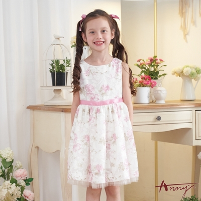 Annys安妮公主-優雅的花滿版花樣春夏款無袖洋裝*0126粉紅