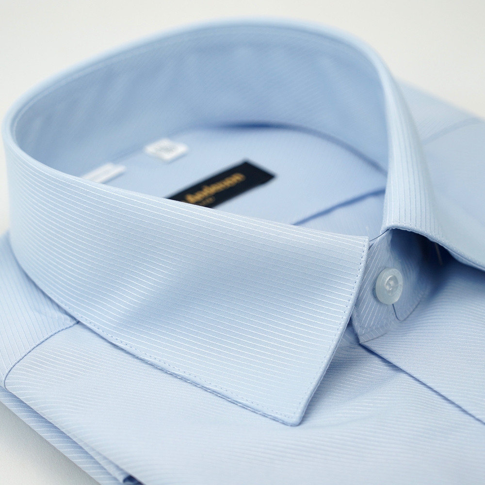 金安德森 藍色斜紋吸排窄版長袖襯衫