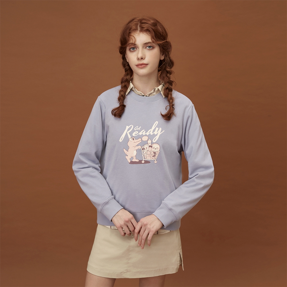 GIORDANO 女裝印花大學TEE 森林動物系列 - 31 冰紫藍