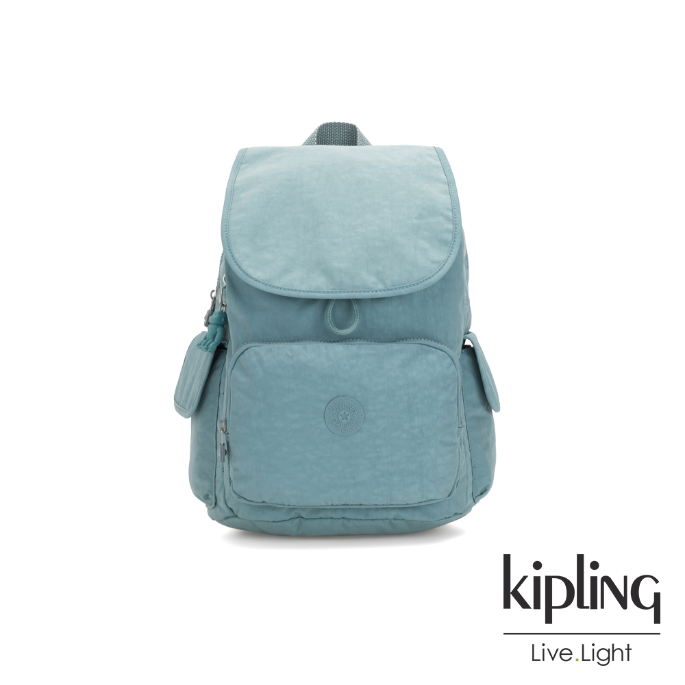 Kipling 冰霜綠拉鍊掀蓋後背包-CITY PACK