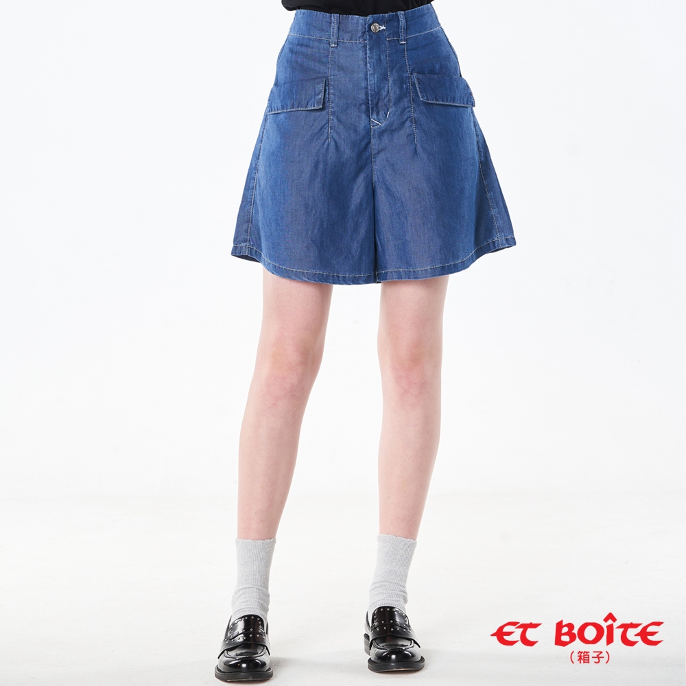 ET BOITE箱子 BLUE WAY–天絲高腰寬短褲