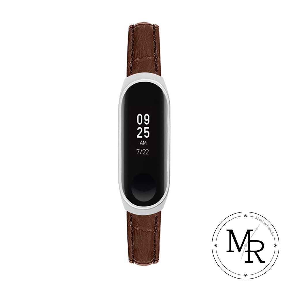 MR 小米手環3/4通用簡約鱷魚皮紋運動替換錶帶