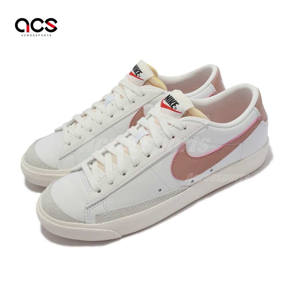 Nike 休閒鞋 Blazer Low 77 運動 女鞋 經典款 麂皮 皮革 舒適 球鞋穿搭 白 粉 DC4769109