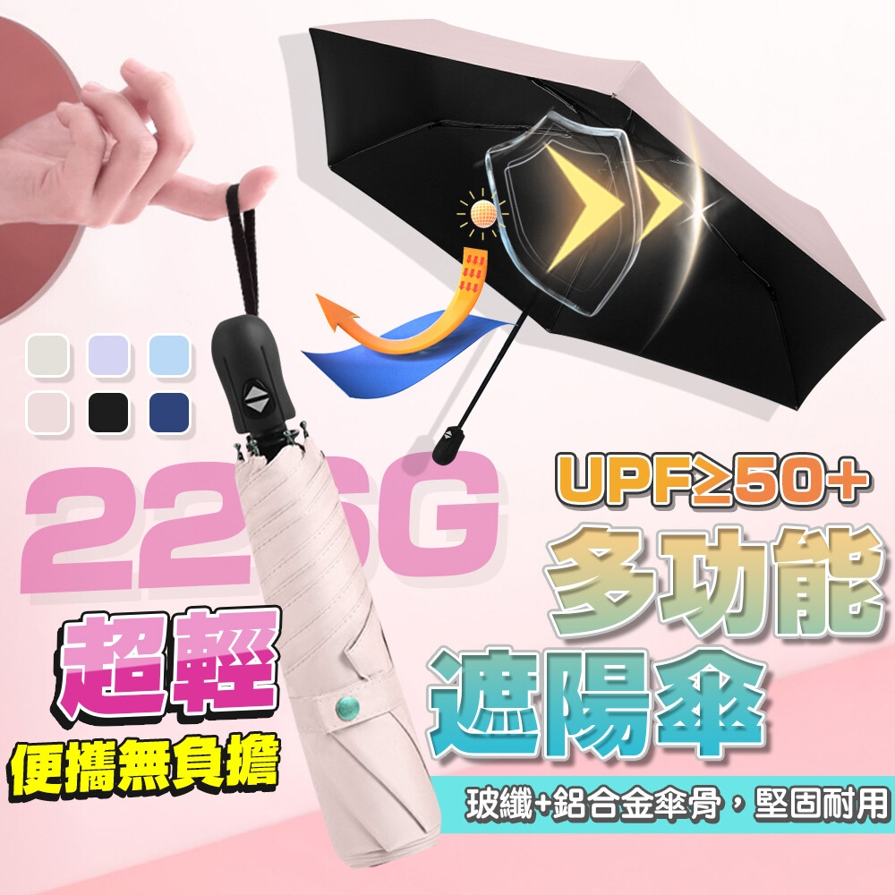 LFlife 超輕量 迷你自動晴雨傘 226g MINI 26cm 黑膠UV傘 摺疊傘  女用傘 包包傘 樂豐生活
