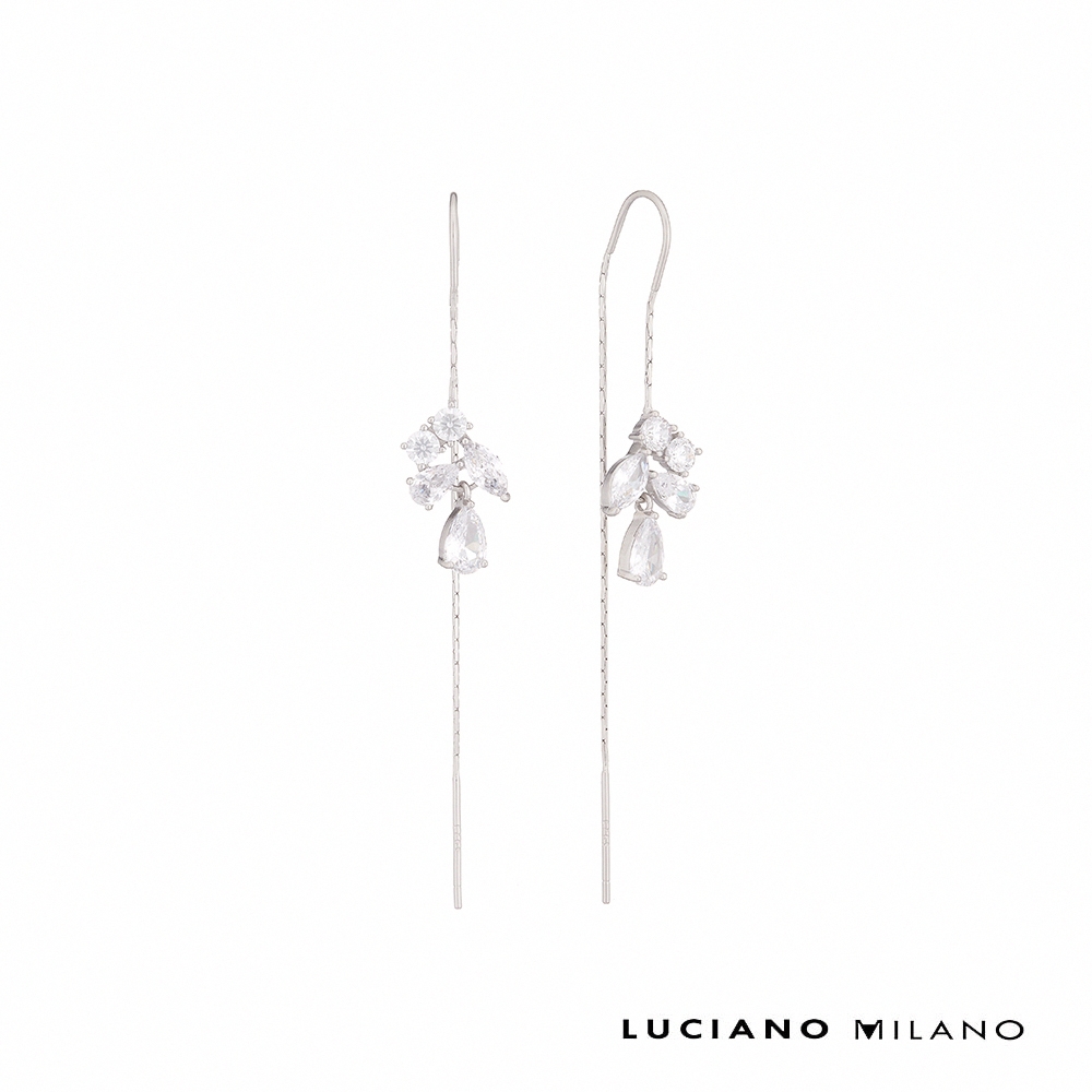 LUCIANO MILANO 花戀 純銀耳環(白K色)