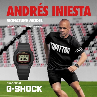 CASIO卡西歐  G-SHOCK 世界級職業足球員 Andrés Iniesta 限量簽名款 經典方型 DW-5600AI-1_42.8mm
