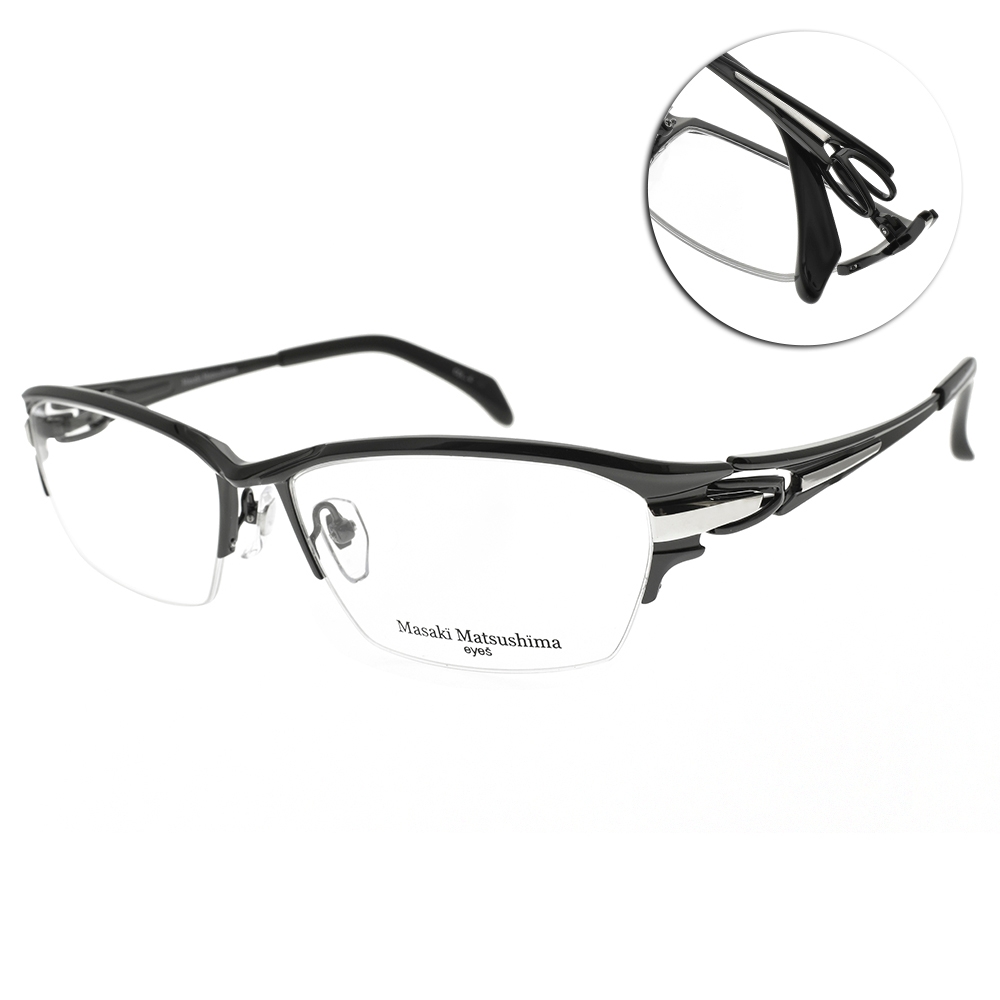 Masaki Matsushima 科技設計紳士款半框 日本 鈦光學眼鏡/亮黑#MF1259 C4