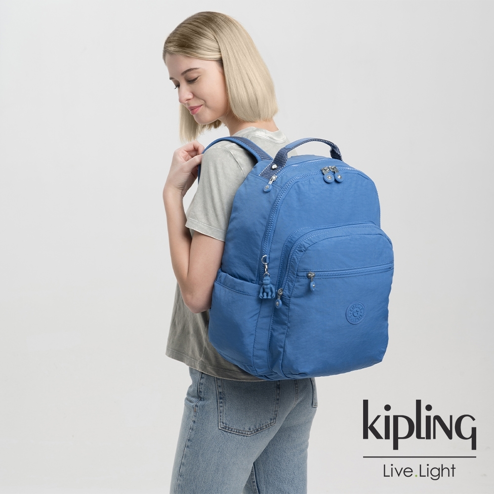 Kipling 經典海洋藍機能手提後背包-SEOUL