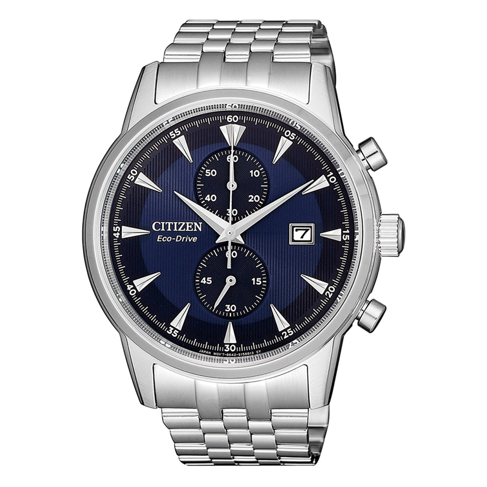 CITIZEN 星辰 GENTS 光動能計時鋼帶錶-藍CA7001-87L