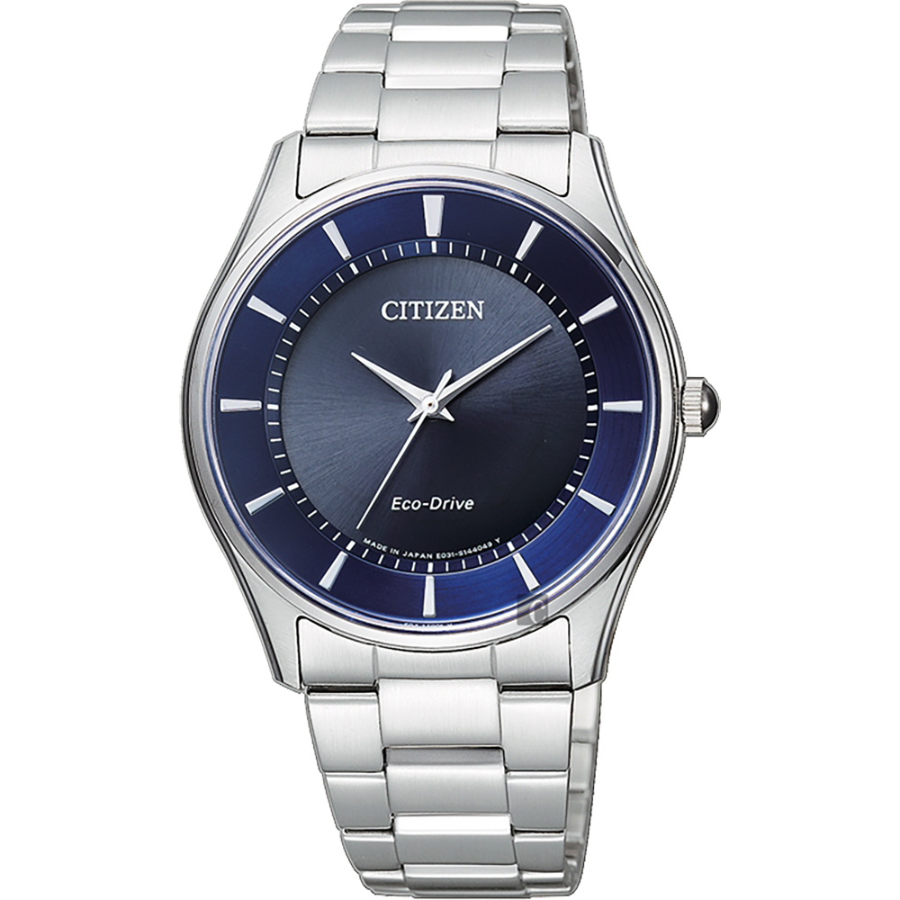 CITIZEN 星辰 光動能簡約石英錶-藍x銀/36mm(BJ6480-51L)