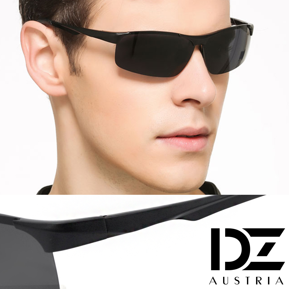 DZ 飛行輪廓 抗UV 偏光太陽眼鏡墨鏡(黑框灰片)