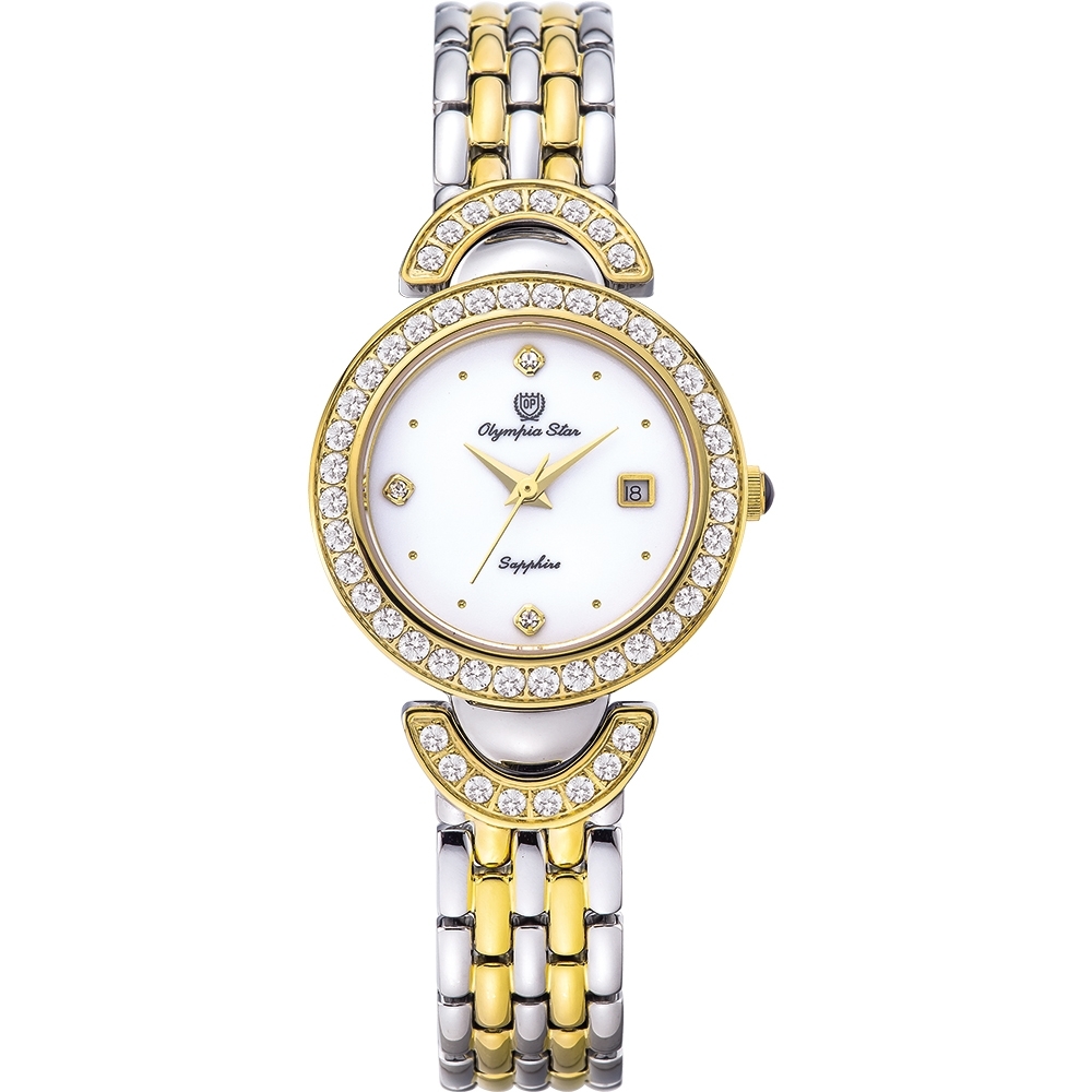 Olympia Star 奧林比亞之星 晶燦時光時尚腕錶-金銀雙色 28025DLSK