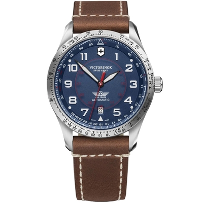 VICTORINOX瑞士維氏 Airboss 機械腕錶-棕x藍 42mm / VISA-241887