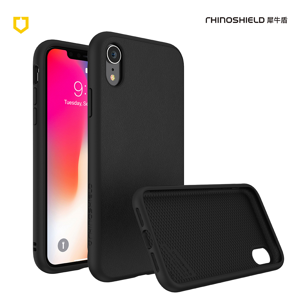 犀牛盾iPhone XR Solidsuit皮革防摔背蓋手機 - 黑色