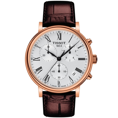 TISSOT 天梭 官方授權 Carson 羅馬計時石英錶 迎春好禮-41mm T1224173603300