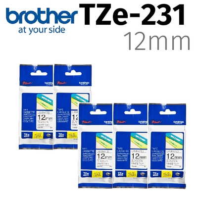 【5入組】brother 原廠護貝標籤帶 TZe-231 (白底黑字 12mm)