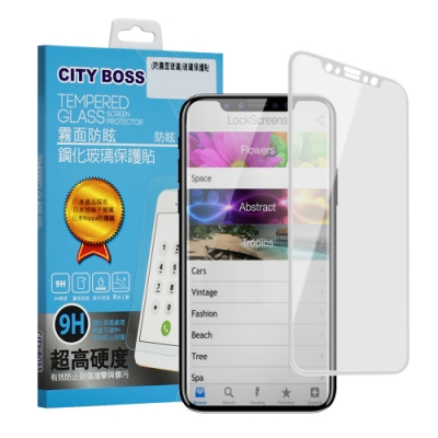 CITY BOSS for iPhone Xs / iPhone X 霧面防眩鋼化玻璃保護貼-白