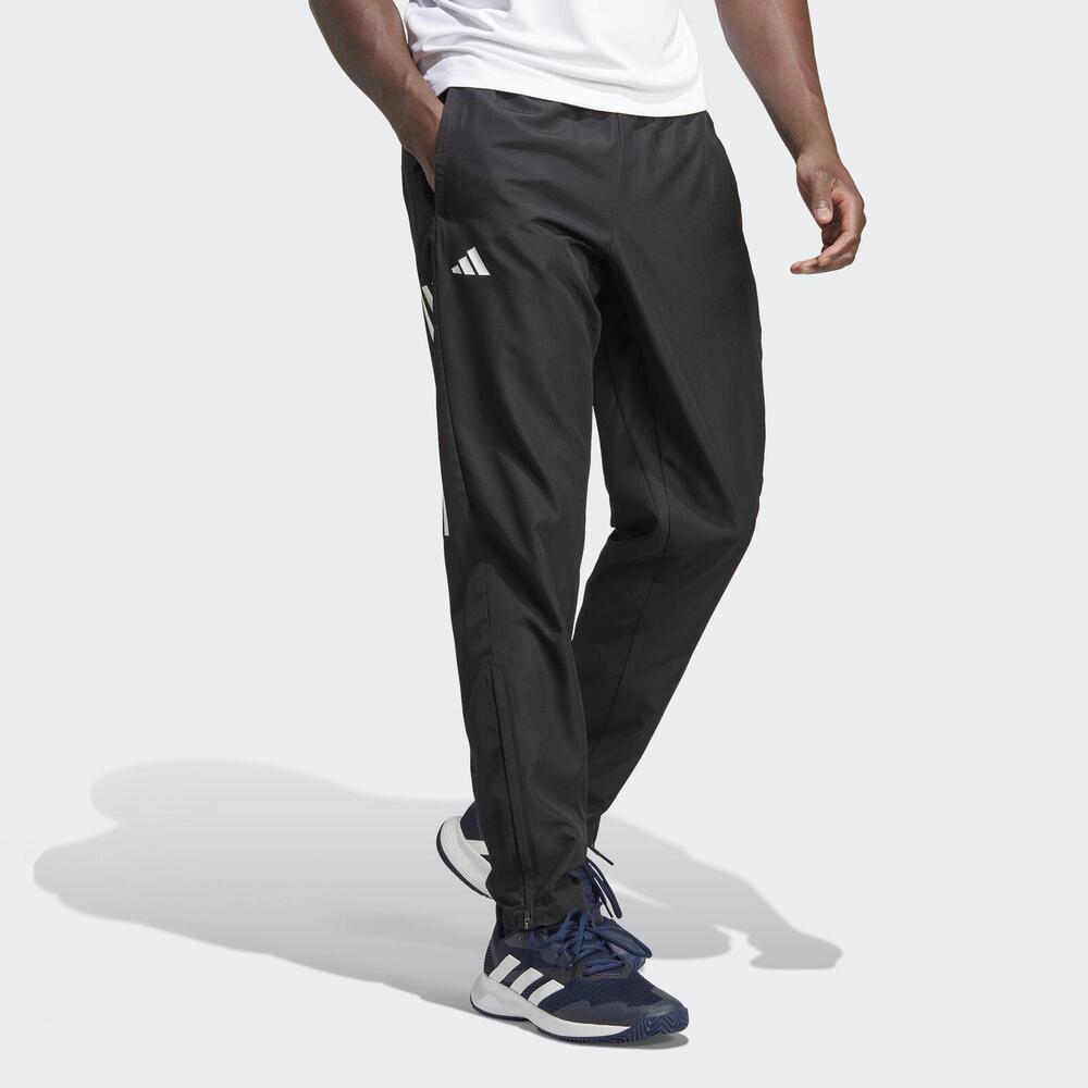 Adidas 3s Woven Pnt [HT7177] 男 長褲 亞洲版 運動 網球 訓練 中腰 褲腳拉鍊 防撕布 黑