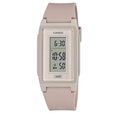 【CASIO】纖薄輕盈時尚流線長型環保材質數位休閒錶-粉紅(LF-10WH-4)