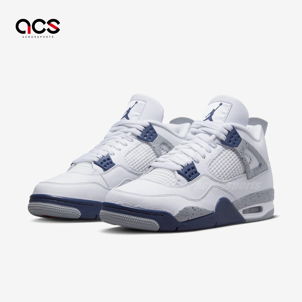 Nike 休閒鞋Air Jordan 4 Retro Midnight Navy 白灰深藍男鞋AJ4 DH6927