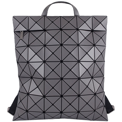 issey miyake 三宅一生 baobao 灰色皮質方格6x7拉鍊後背包