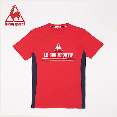 le coq sportif 法國公雞牌撞色品牌印花短袖T恤 男女-紅