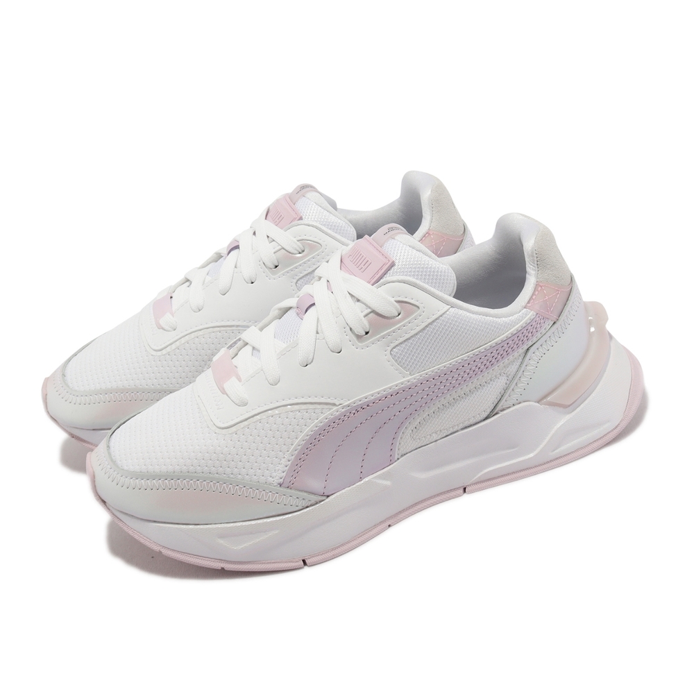 Puma 休閒鞋 Mirage Sport Glow Wns 女鞋 白 粉紫 經典 低筒 微厚底 皮革 38290402