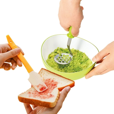 日本Shimomura蔬果搗泥器+矽膠刮刀2件特惠組