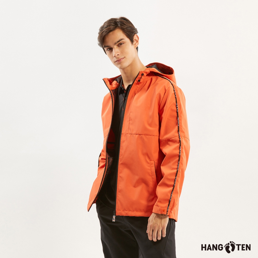 Hang Ten-男裝-恆溫多功能-防輕潑水衝鋒連帽外套-橘