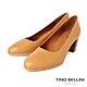 Tino Bellini 西班牙進口復古知性牛皮圓頭粗跟鞋_駝 product thumbnail 1