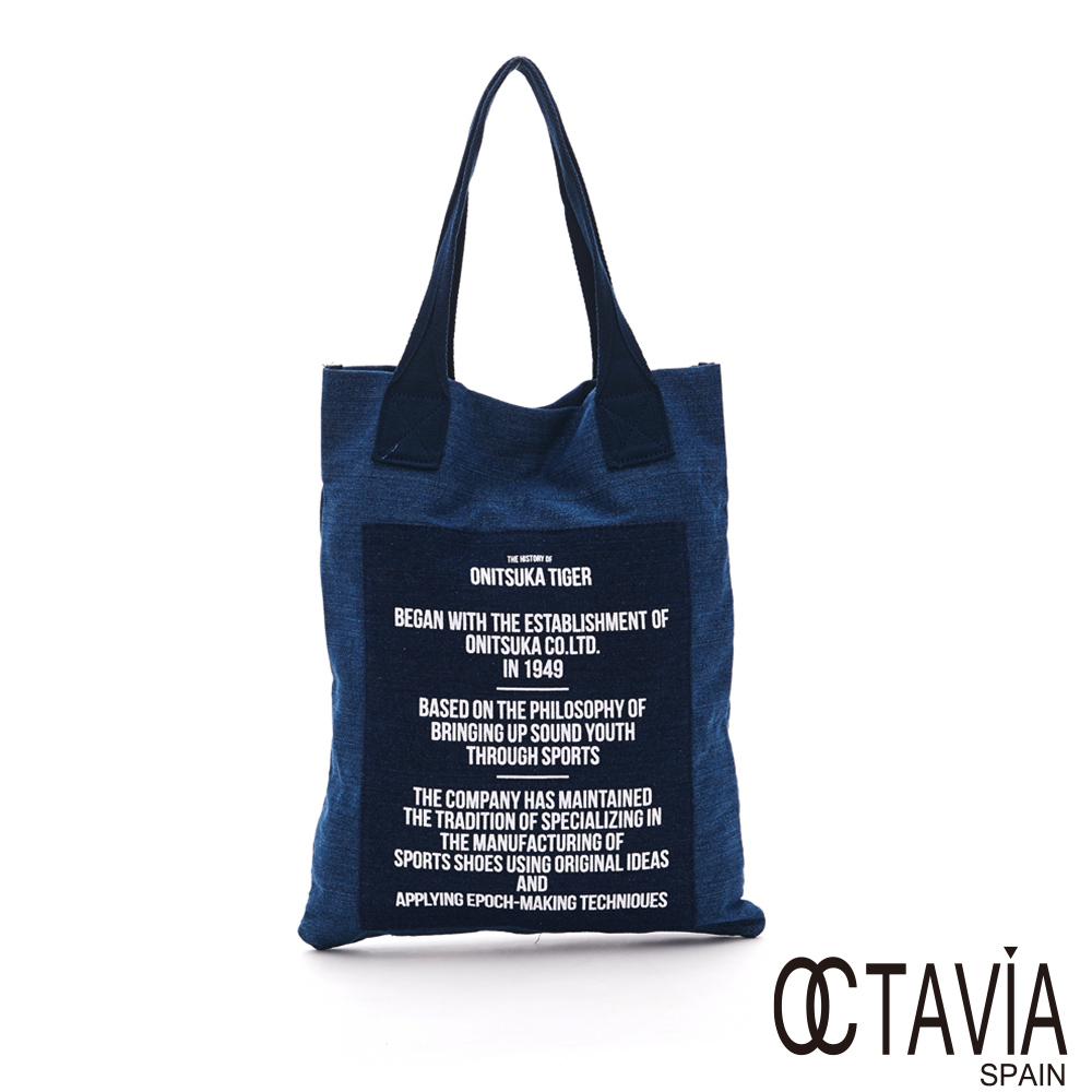 OCTAVIA8  -  EASY布包系列 字母牛仔棉布A4肩背包 - 深藍