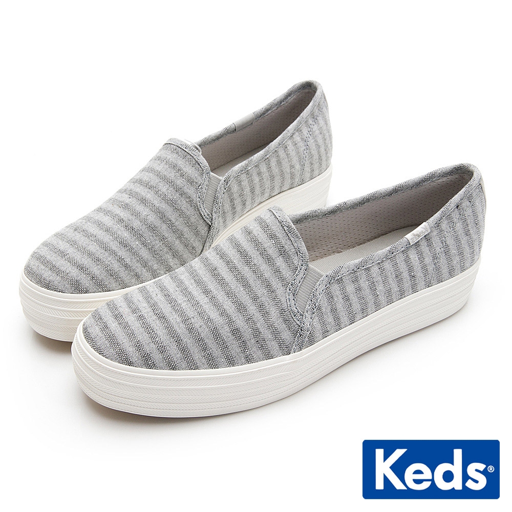 Keds TRIPLE DECKER 彩色條紋休閒便鞋-淺灰