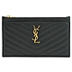 YSL Saint Laurent Monogram 金屬LOGO粒紋小牛皮拉鍊手拿包/簡式長夾(墨綠) product thumbnail 1