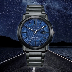 CITIZEN 星辰 光動能簡約大三針手錶 送禮推薦-海軍藍/42mm AW1217-83L
