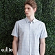 oillio歐洲貴族 短袖百分百純棉透氣襯衫 休閒口袋 吸濕排汗 修身顯瘦設計 淺灰色 product thumbnail 1