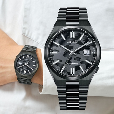 CITIZEN星辰 Mechanical 迷彩酷黑機械腕錶 禮物推薦 畢業禮物 40mm/NJ0155-87E