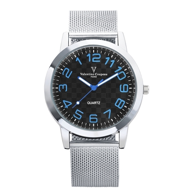 Valentino Coupeau 范倫鐵諾 古柏 時光倒流系列腕錶(黑面/藍字/米蘭帶)