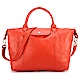 Longchamp Le Pliage Cuir小羊皮短把折疊中型水餃包-橙紅色 product thumbnail 1